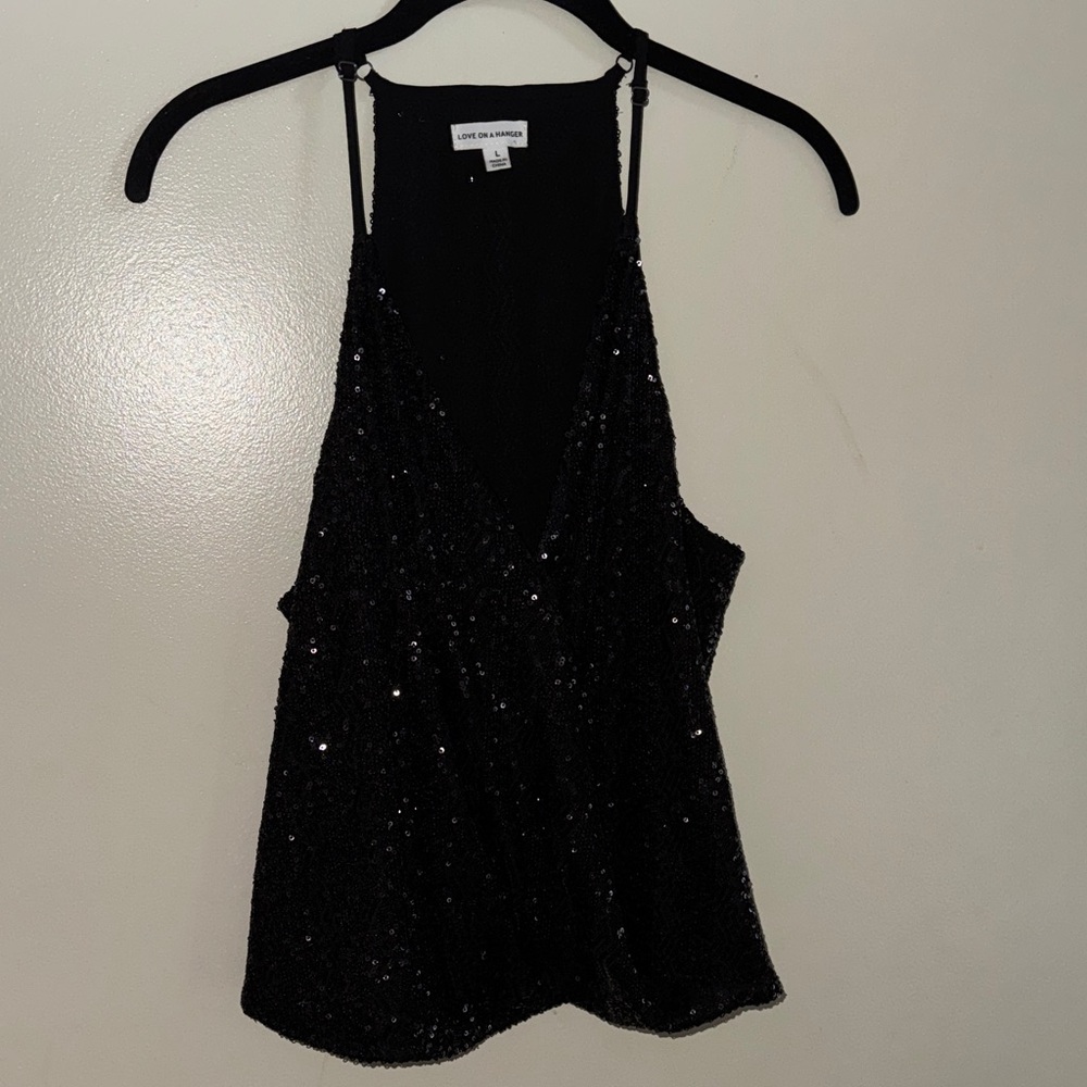 Love on a Hanger Black Sequin Camisole